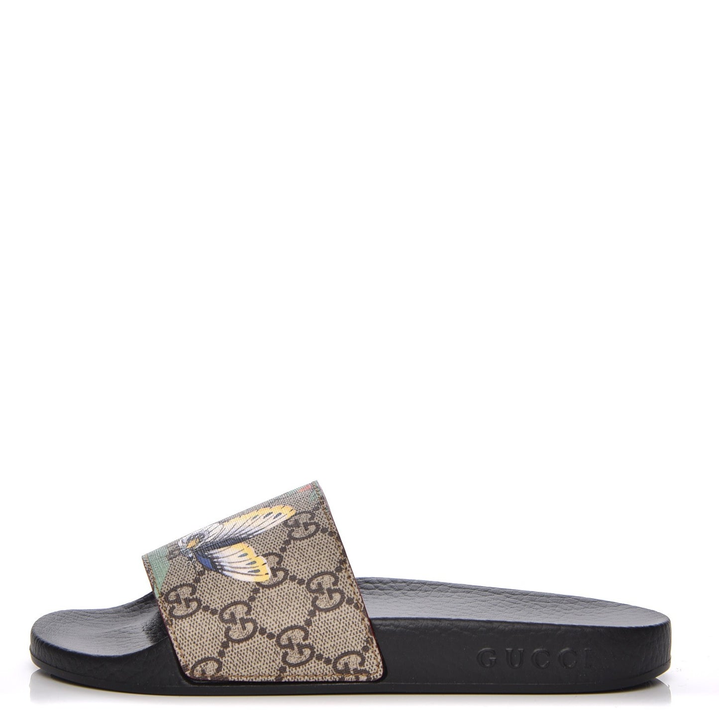 GG Supreme Monogram Tian Print Slide Sandals 35 36 Black Ebony Multicolor