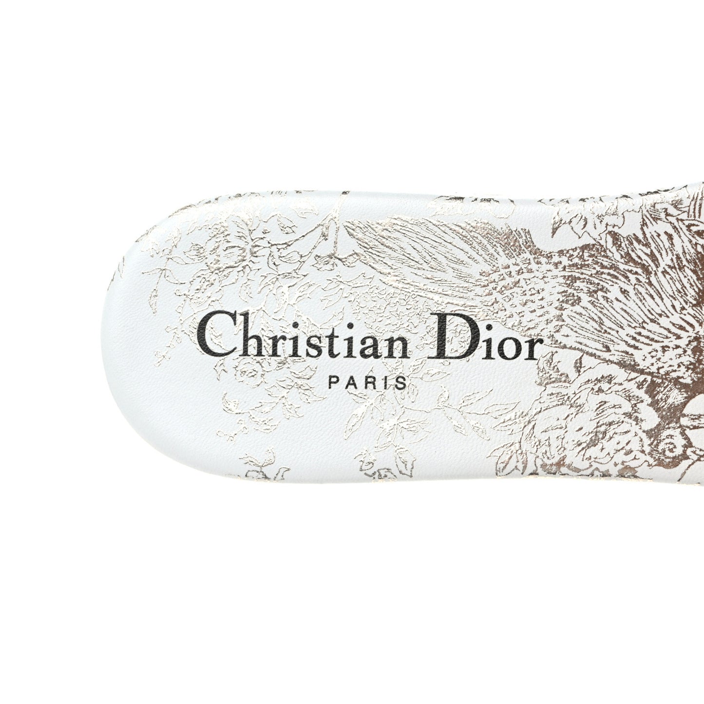 Canvas Lurex Jardin d'Hiver Embroidered Dway Flat Slide Sandals 38.5 White Palladium