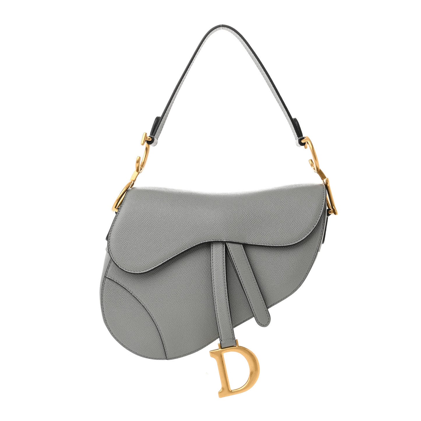 Grained Calfskin Saddle Bag Grey