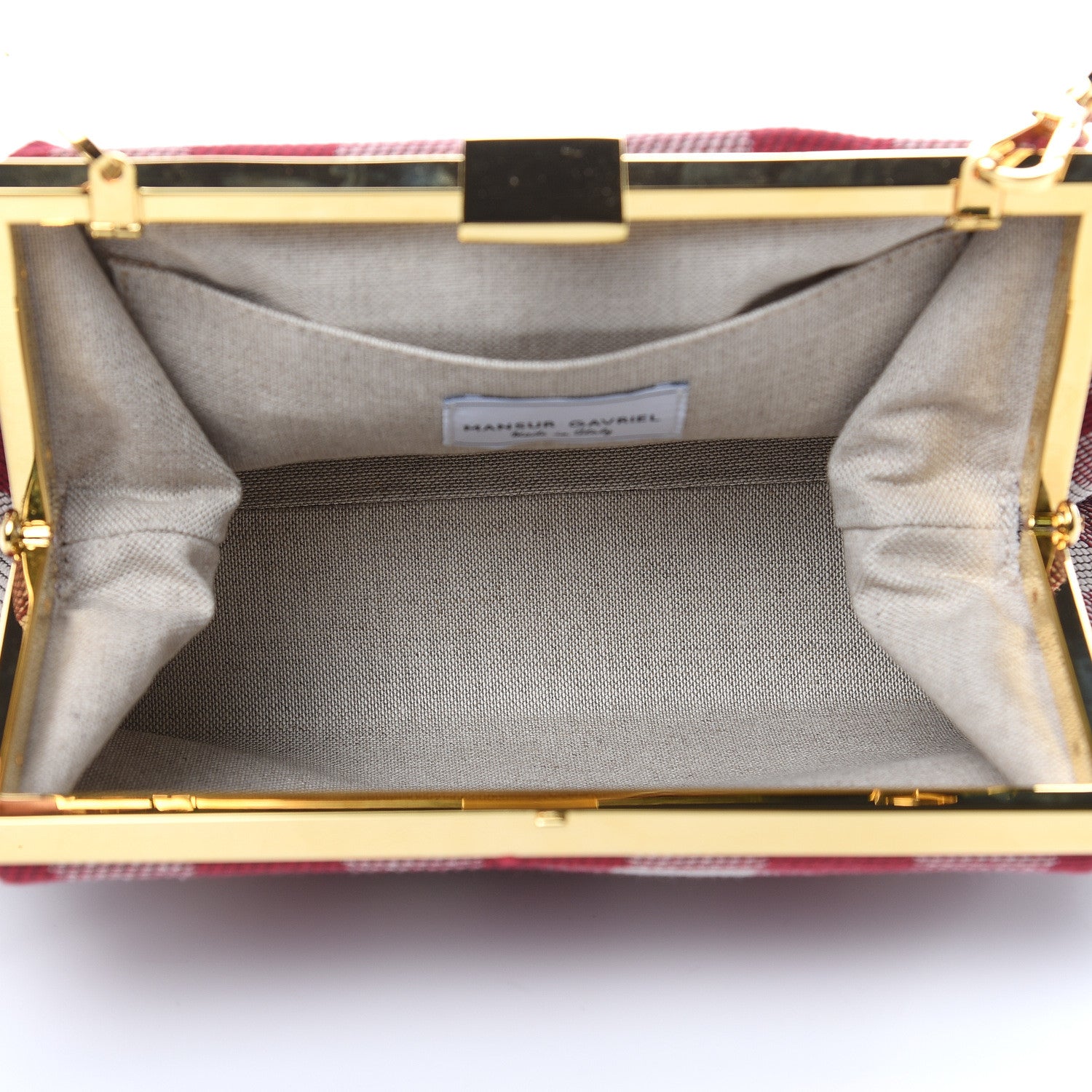 Mansur Gavriel Checker Canvas Mini Volume Chain Clutch Flamma 5 of 8