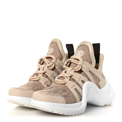 Louis Vuitton Fabric Embroidered Calfskin LV Archlight Sneakers 37 Nude 4 of 10