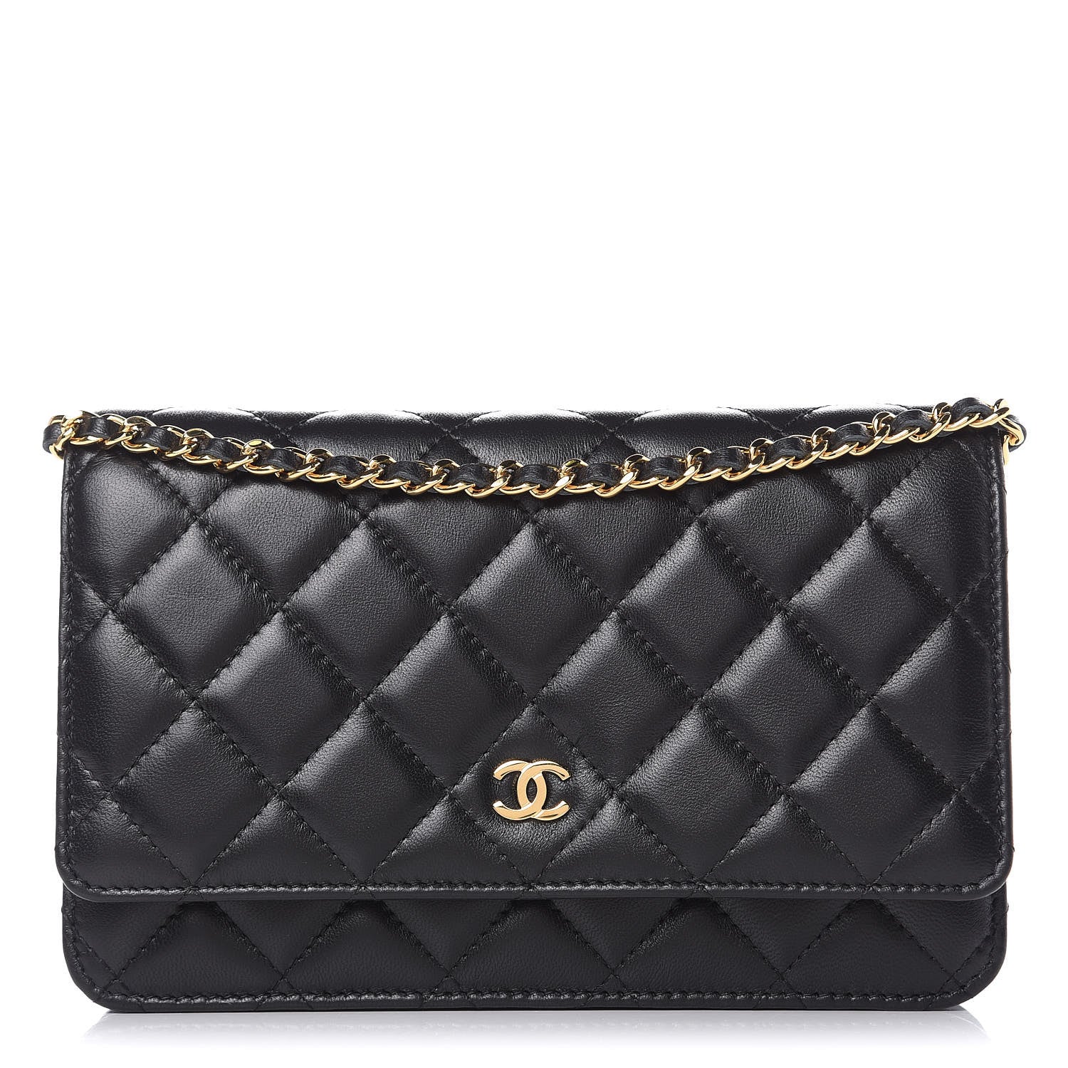 Chanel Lambskin Quilted Wallet On Chain WOC Black 1 of 11