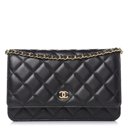 Chanel Lambskin Quilted Wallet On Chain WOC Black 1 of 11