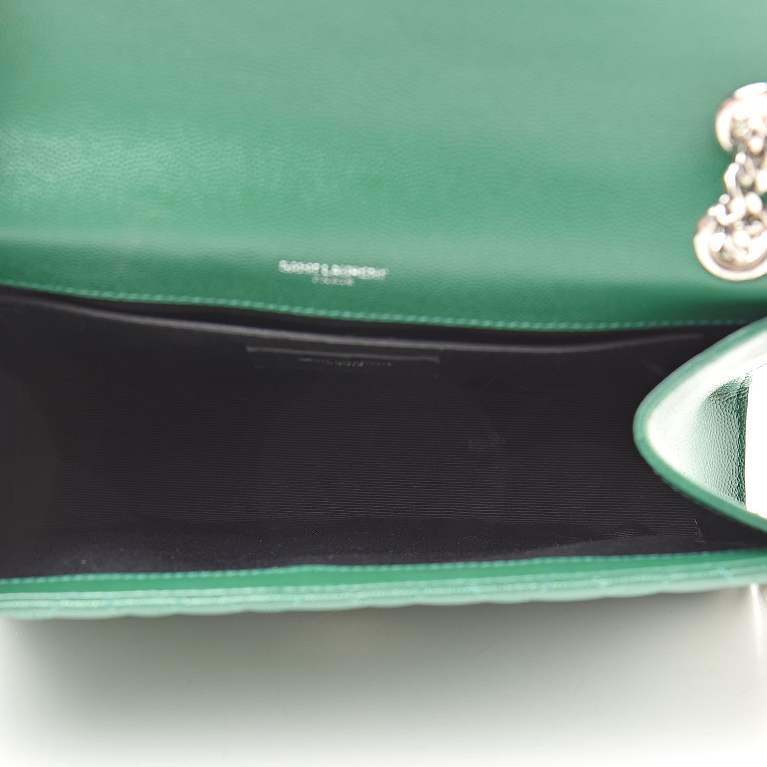 Saint Laurent Grain De Poudre Textured Mixed Matelasse Triquilt Medium Monogram Satchel Green 5 of 14