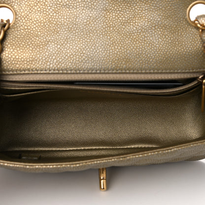 Chanel Metallic Caviar Quilted Mini Rectangular Flap Gold 4 of 12