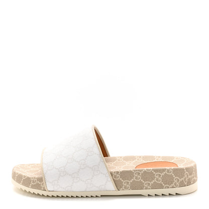 Gucci GG Supreme Monogram Demetra Mens Slide Sandals 11 White Mystic White 1 of 11