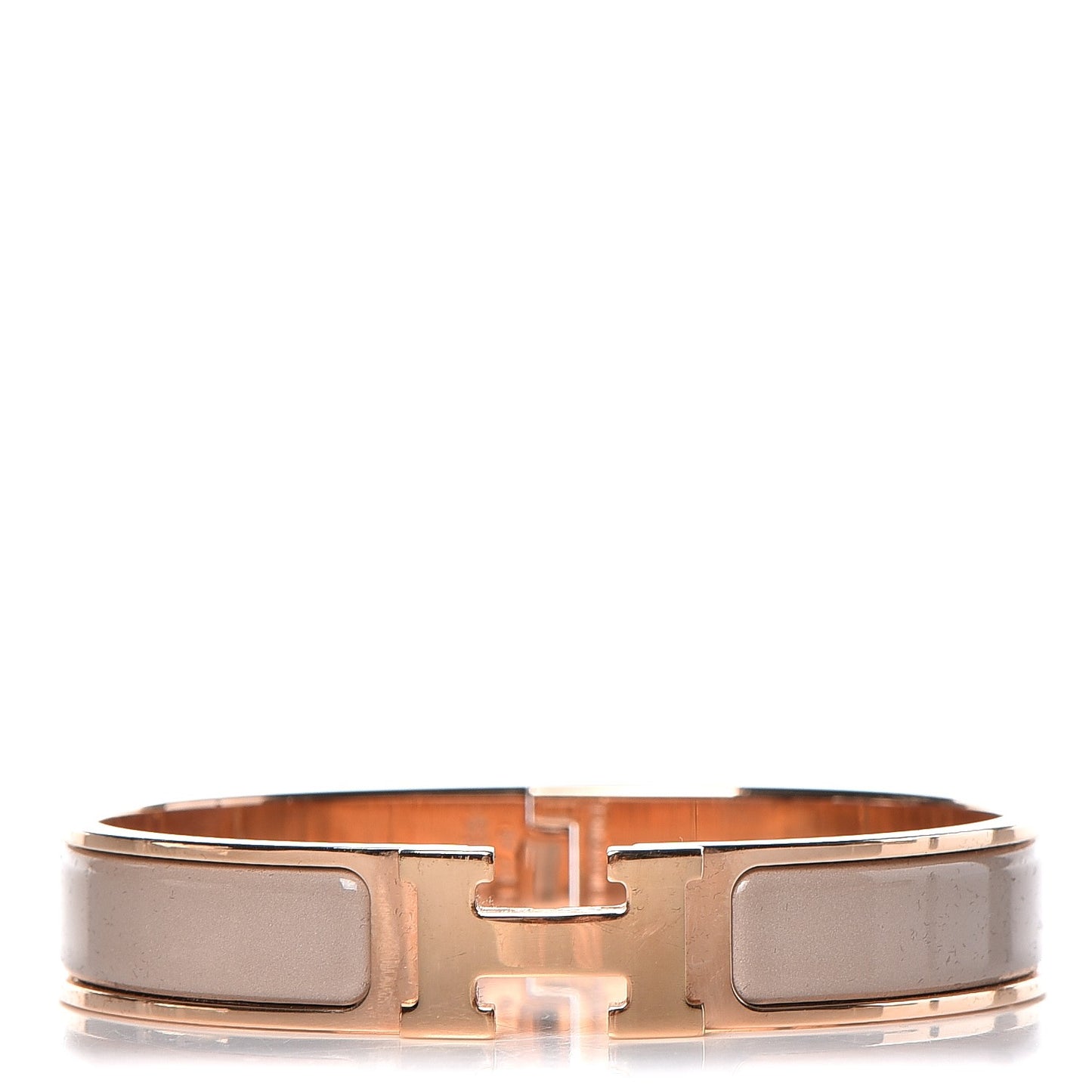 Enamel Narrow Clic Clac H Bracelet GM Marron Glace
