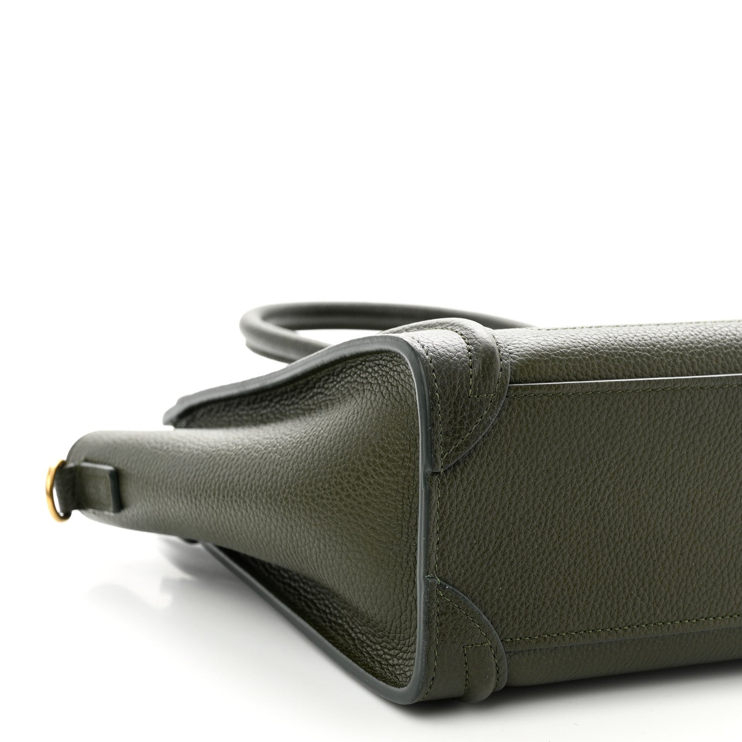 Celine Drummed Calfskin Nano Luggage Dark Olive 9 of 10
