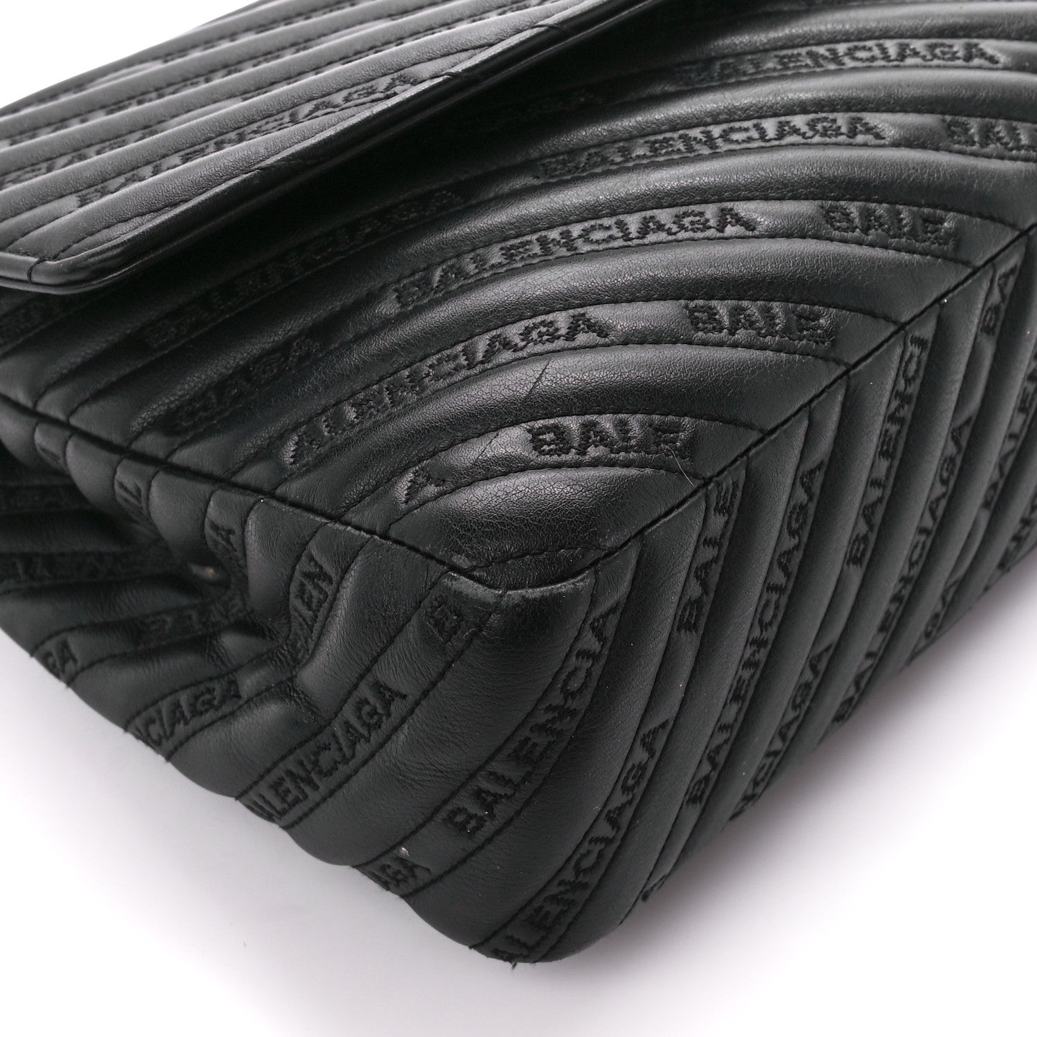 Balenciaga Calfskin Logo Matelasse Large BB Flap Chain Shoulder Bag Black 9 of 14