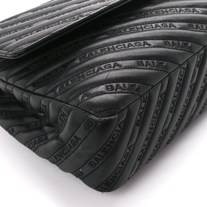 Balenciaga Calfskin Logo Matelasse Large BB Flap Chain Shoulder Bag Black 9 of 14