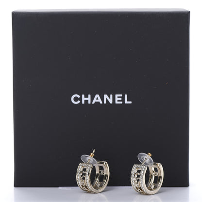 Chanel Metal Crystal Bow-tiful CC Hoop Earrings Gold 5 of 5