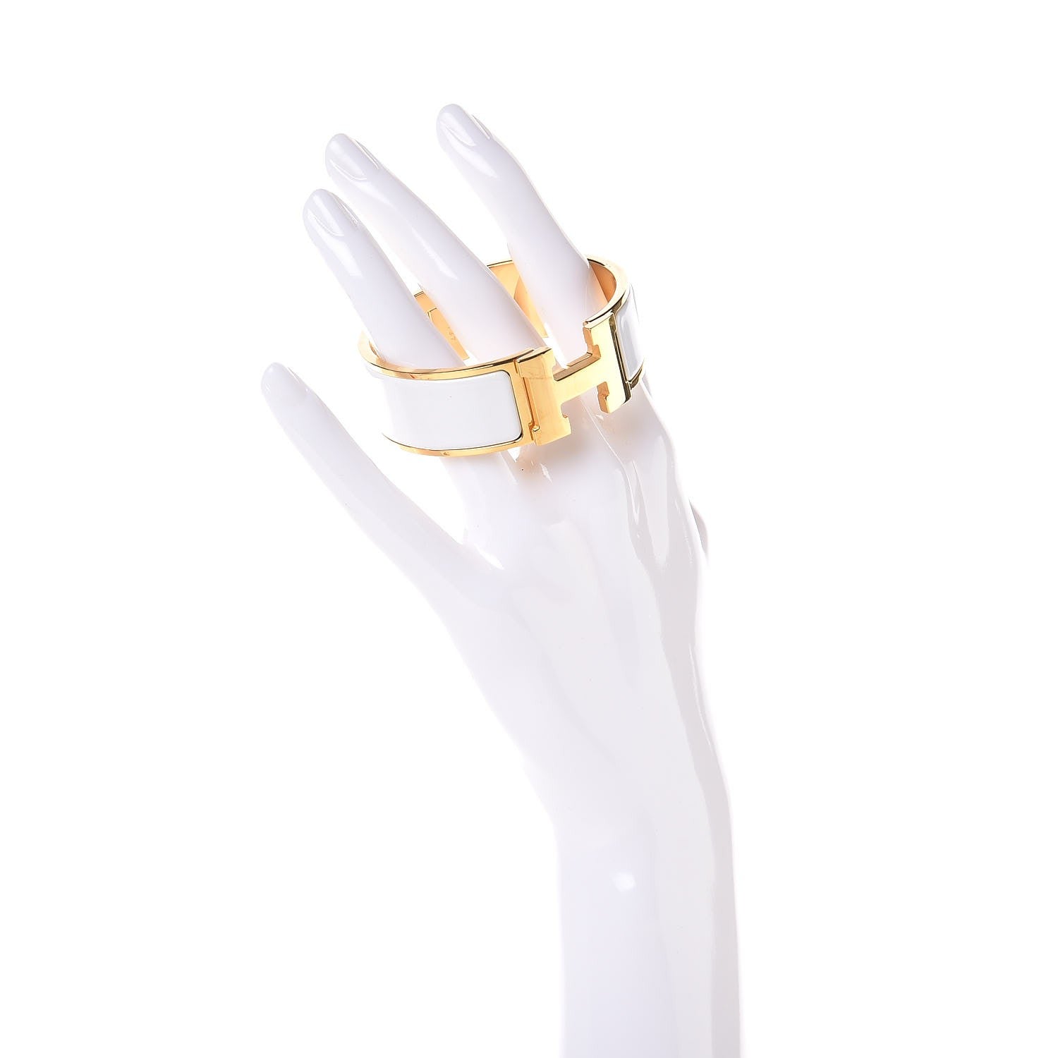 Hermes Enamel Wide Clic Clac H Bracelet PM White 2 of 5