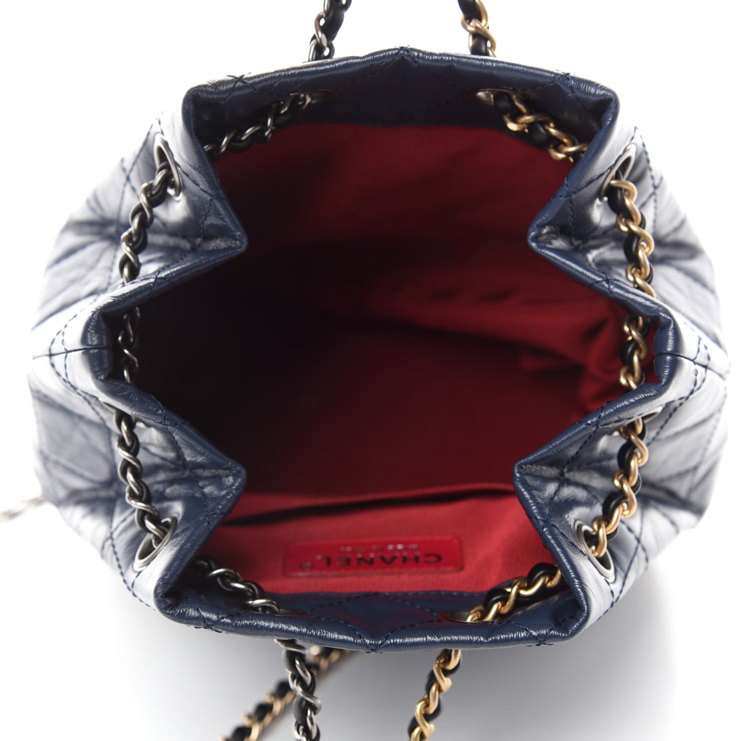 Aged Calfskin Quilted Small Gabrielle Backpack Blue Black