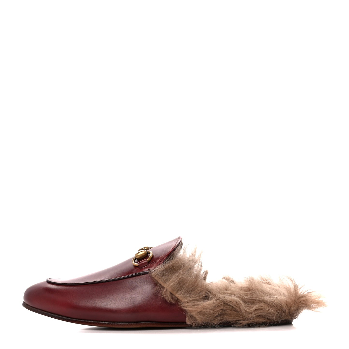 Betis Glamour Calfskin Granada Kid Fur Mens Princetown Slippers 8 Ruby Bordeaux Naturale