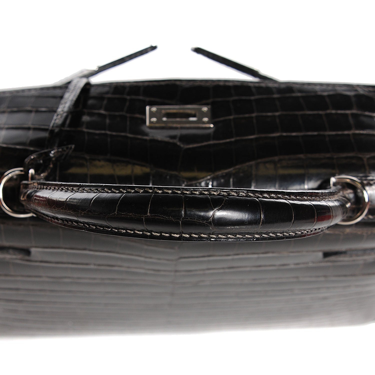 Hermes Shiny Niloticus Crocodile Kelly Sellier 25 Graphite 17 of 27
