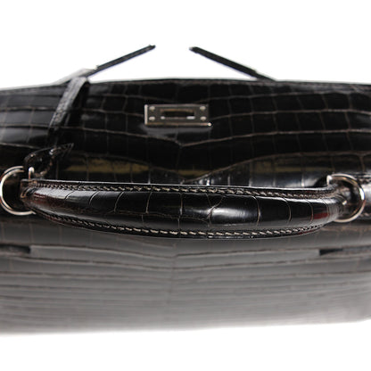 Hermes Shiny Niloticus Crocodile Kelly Sellier 25 Graphite 17 of 27