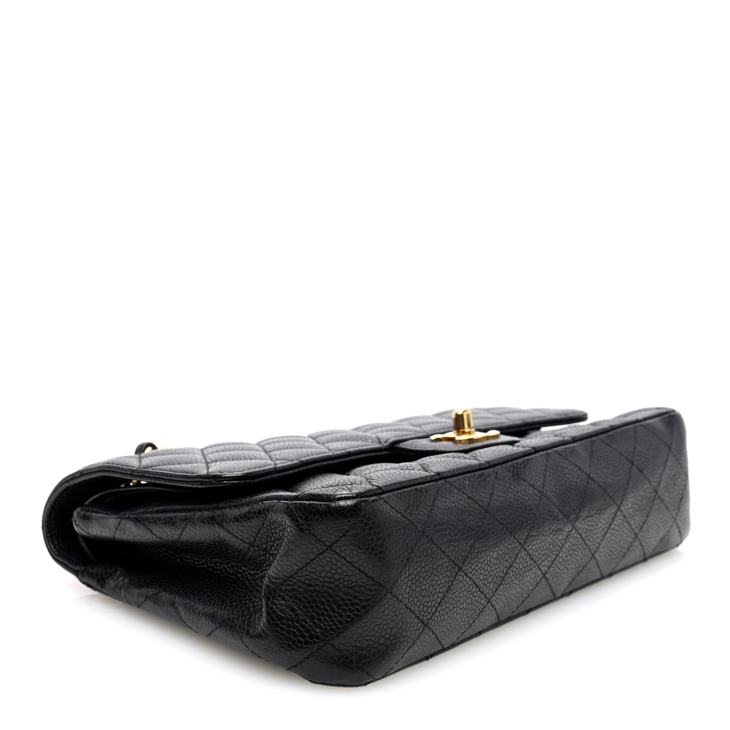 Caviar Quilted Medium Double Flap Black