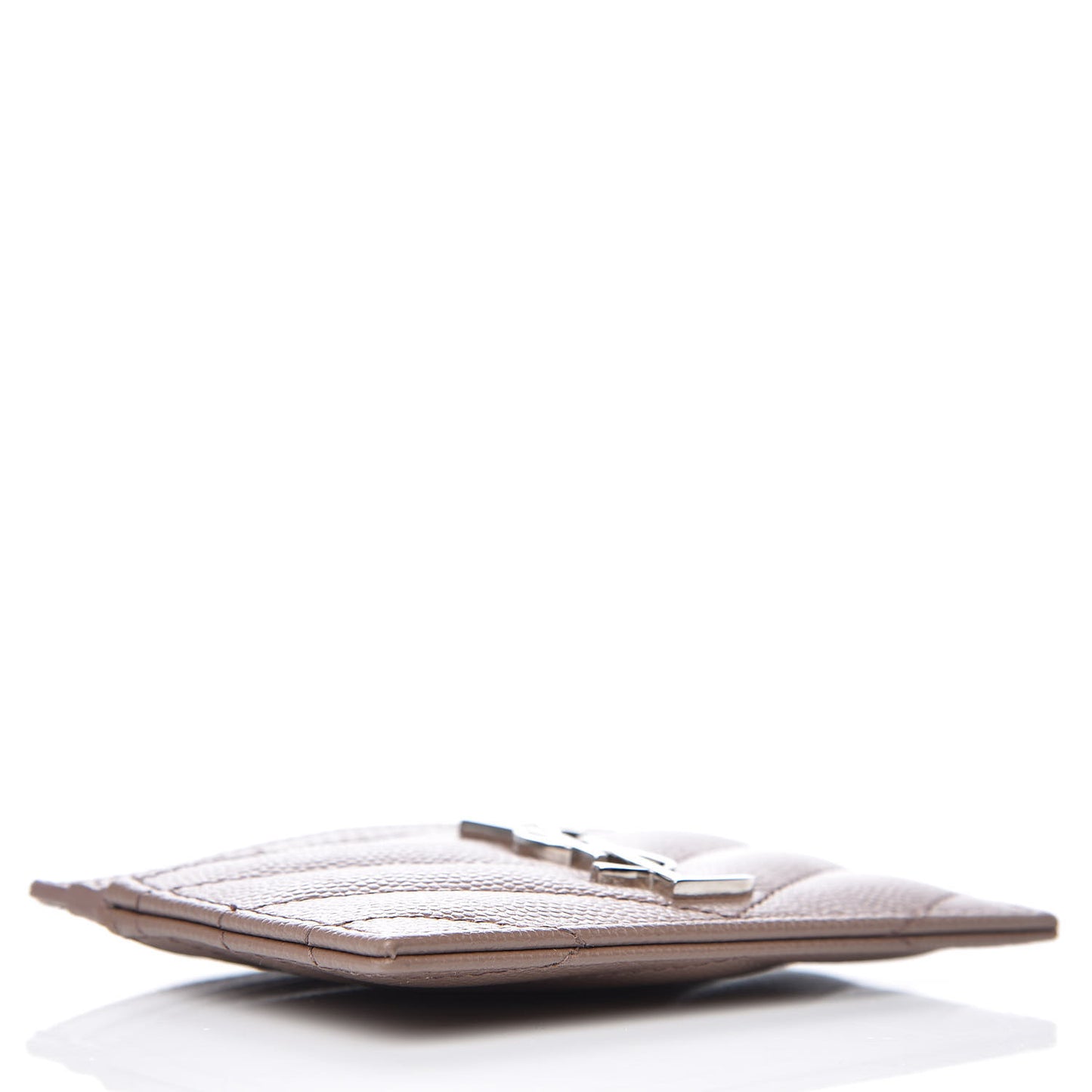 Grain De Poudre Matelasse Chevron Monogram Credit Card Case in Fard