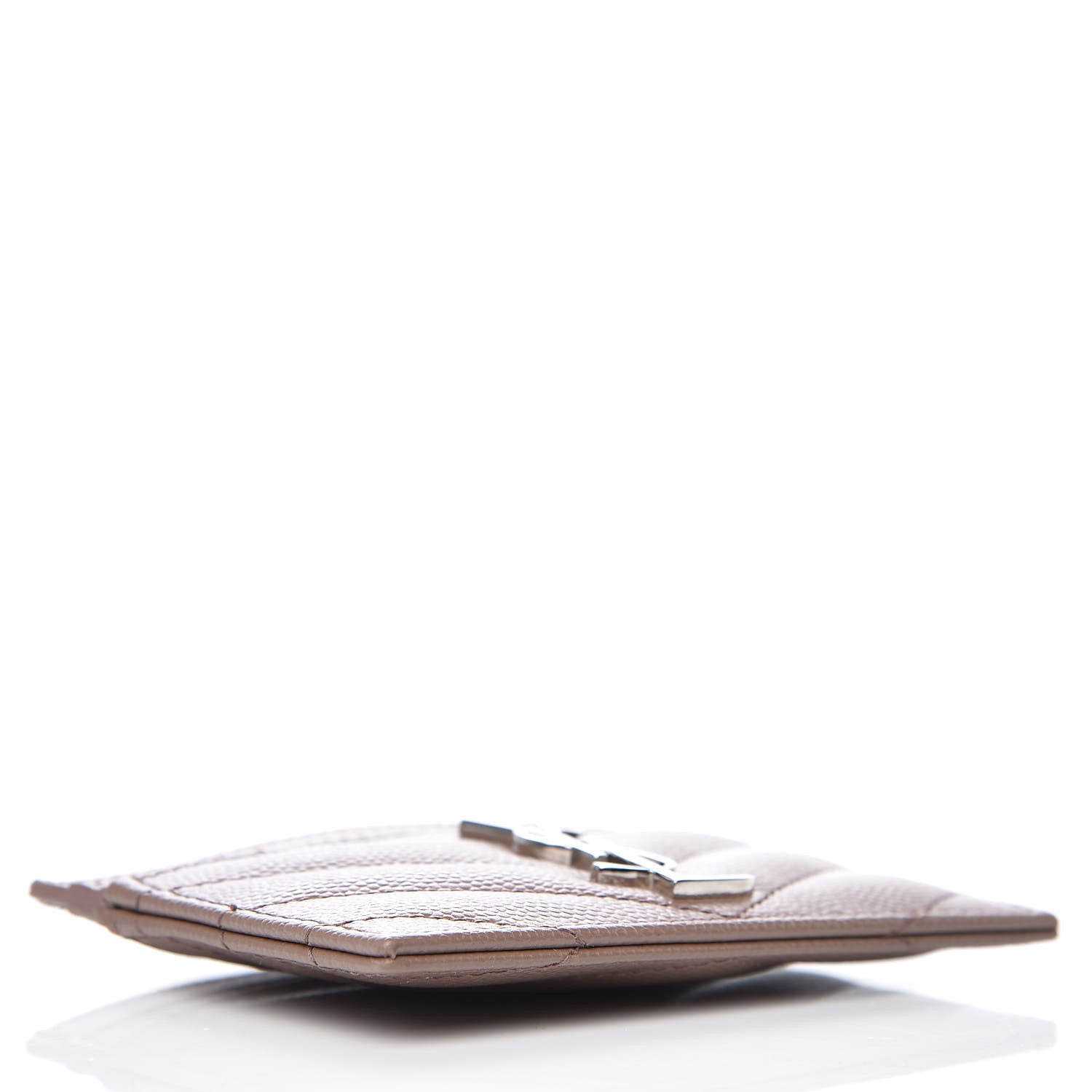 Saint Laurent Grain De Poudre Matelasse Chevron Monogram Credit Card Case in Fard 4 of 8