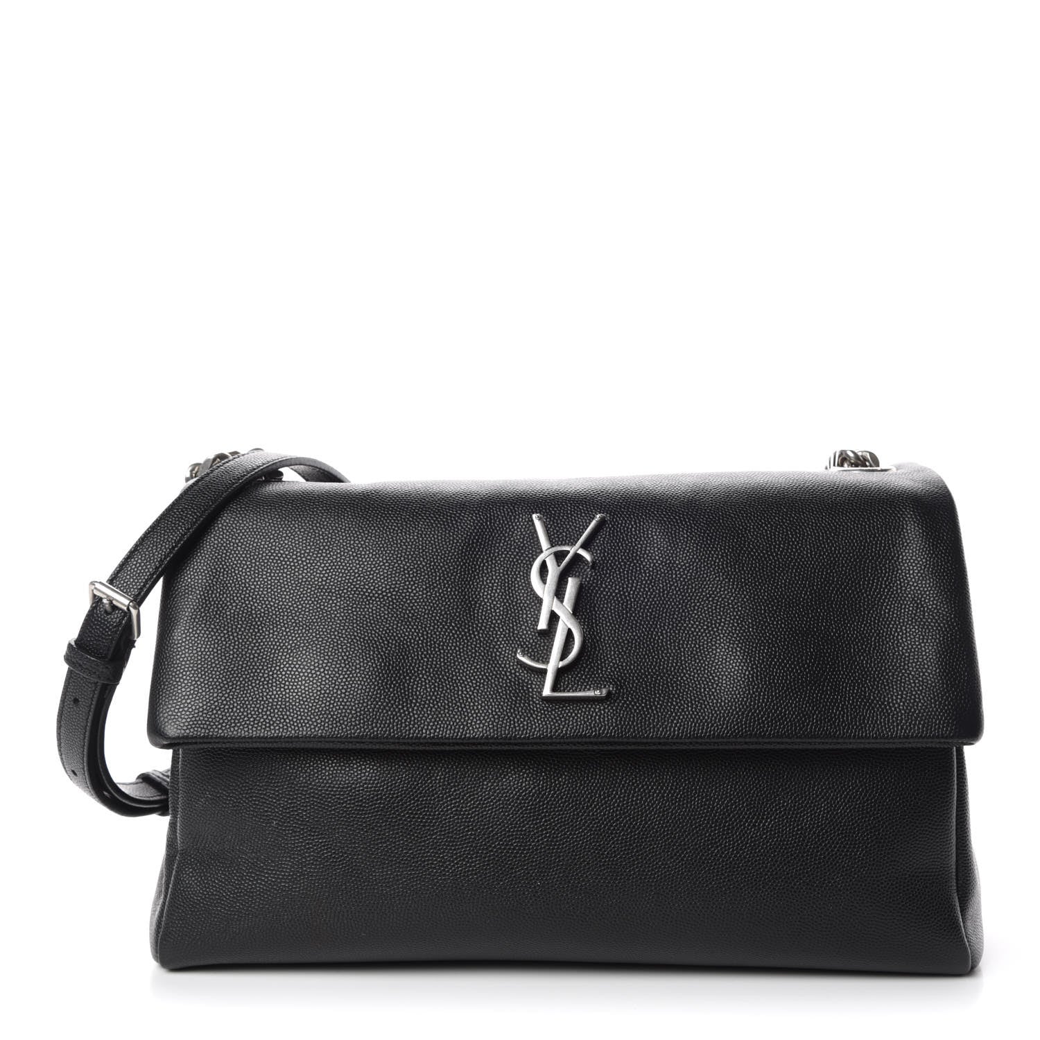 Saint Laurent Grain De Poudre Medium West Hollywood Monogram Fold-Over Black 1 of 16