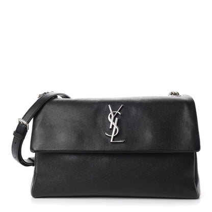Saint Laurent Grain De Poudre Medium West Hollywood Monogram Fold-Over Black 1 of 16