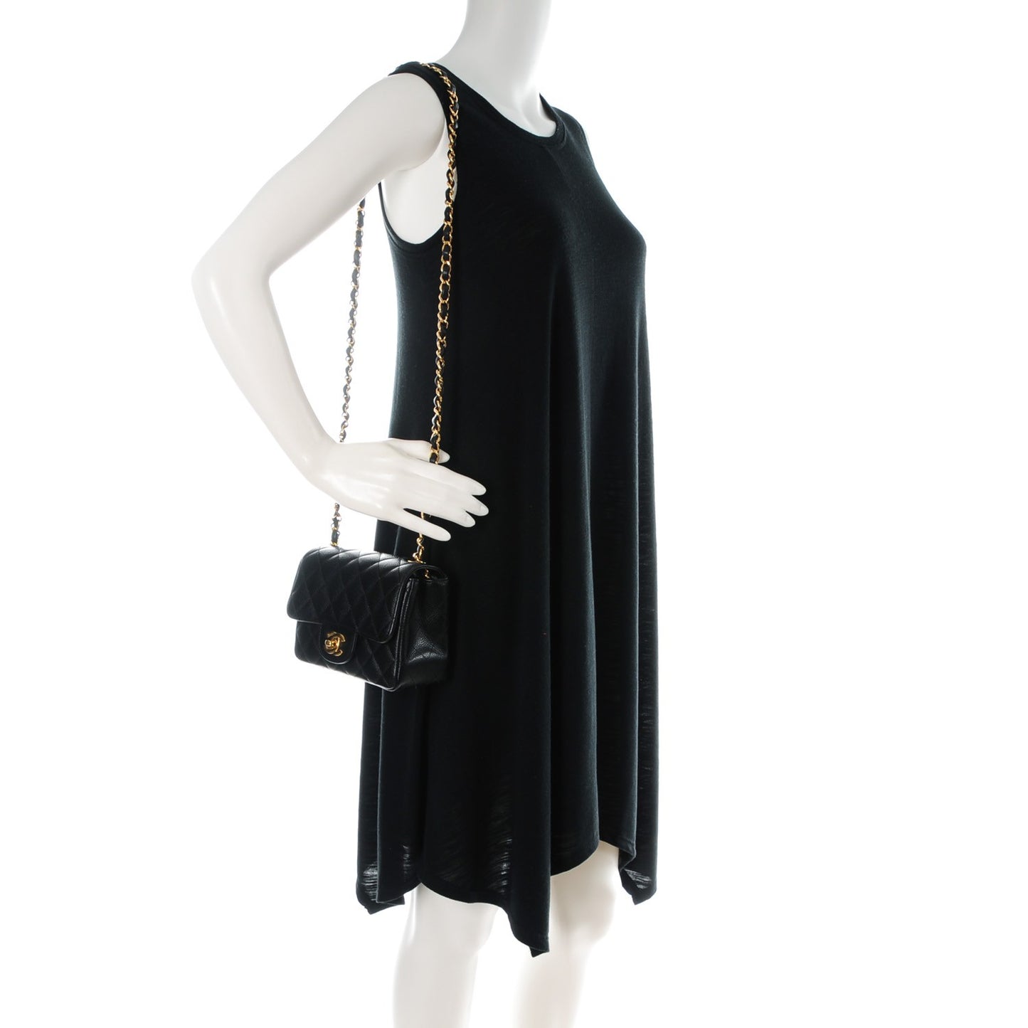 Caviar Quilted Mini Square Flap Black
