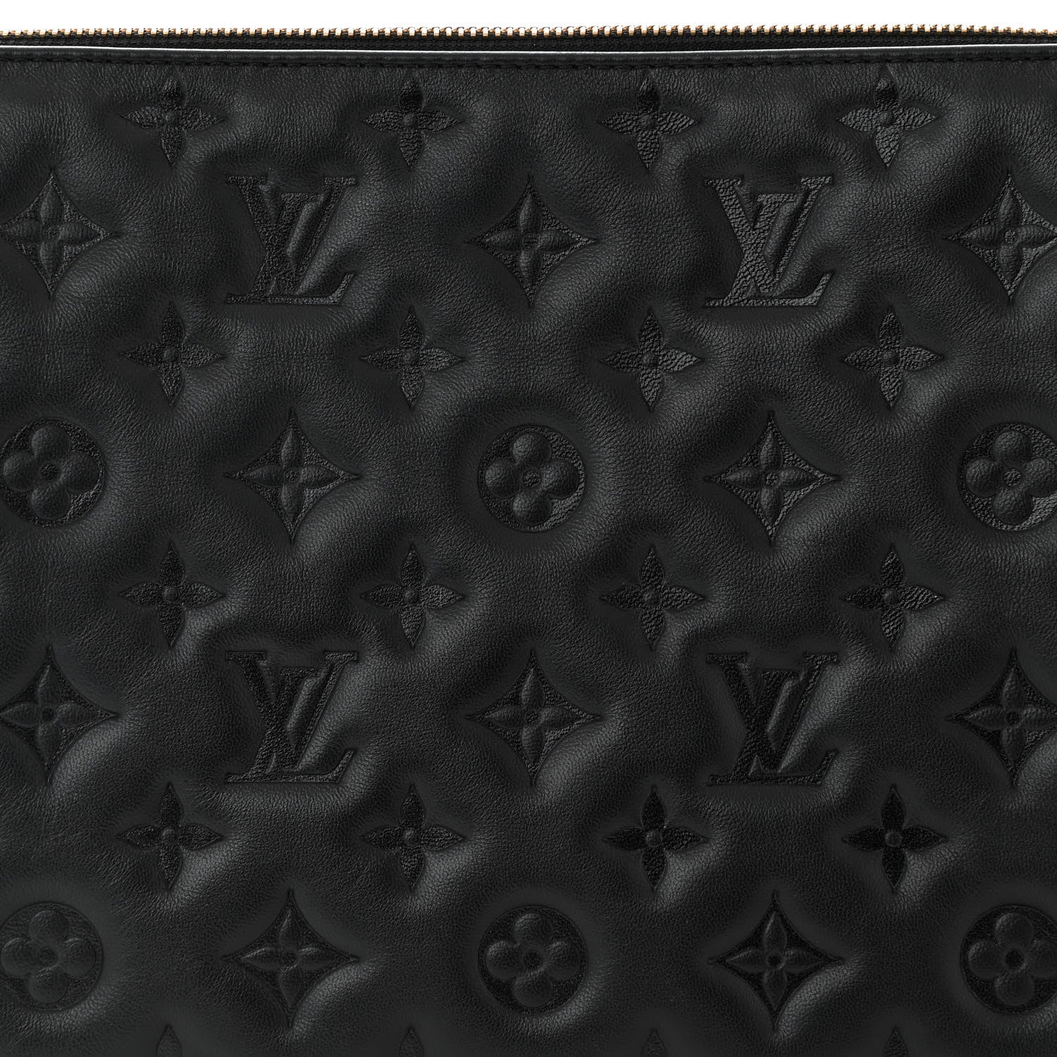 Louis Vuitton Lambskin Embossed Monogram Coussin MM Black 9 of 11