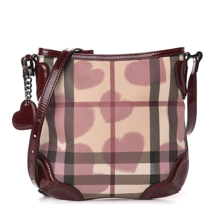 Burberry Patent Nova Check Heart Dryden Crossbody Bag Berry Red 1 of 12