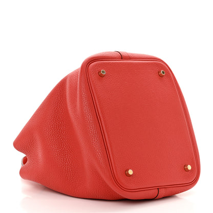 Hermes Taurillon Clemence Picotin Lock 22 MM  Rouge Casaque 4 of 10