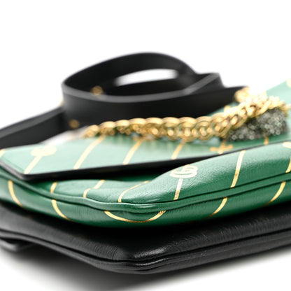 Gucci Calfskin Diagonal GG Medium Thiara Double Envelope Shoulder Bag Emerald Green Black 10 of 11