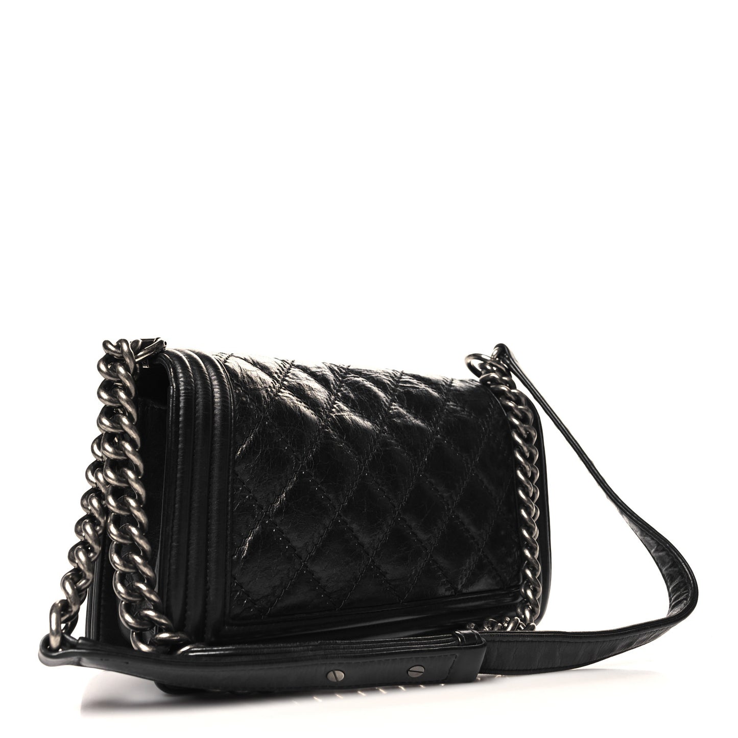 Calfskin Double Stitch Medium Boy Flap Black