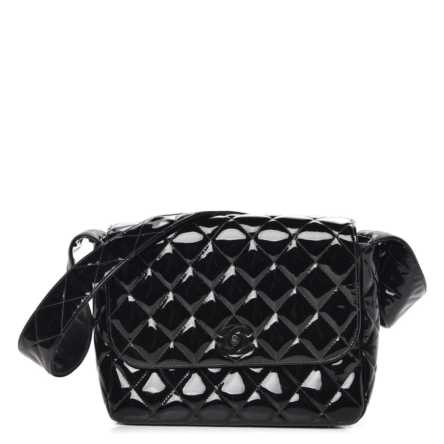 Chanel Patent Quilted Shoulder Flap Bag Black 1 of 21