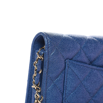 Chanel Iridescent Caviar Quilted Wallet On Chain WOC Dark Blue 10 of 10
