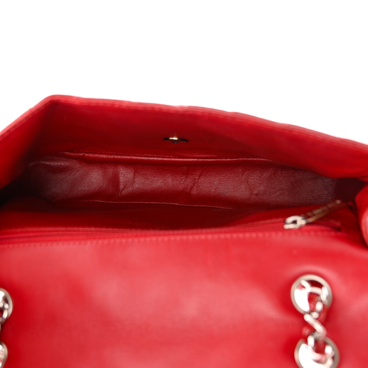 Patent Chevron Quilted Medium Single Flap Red