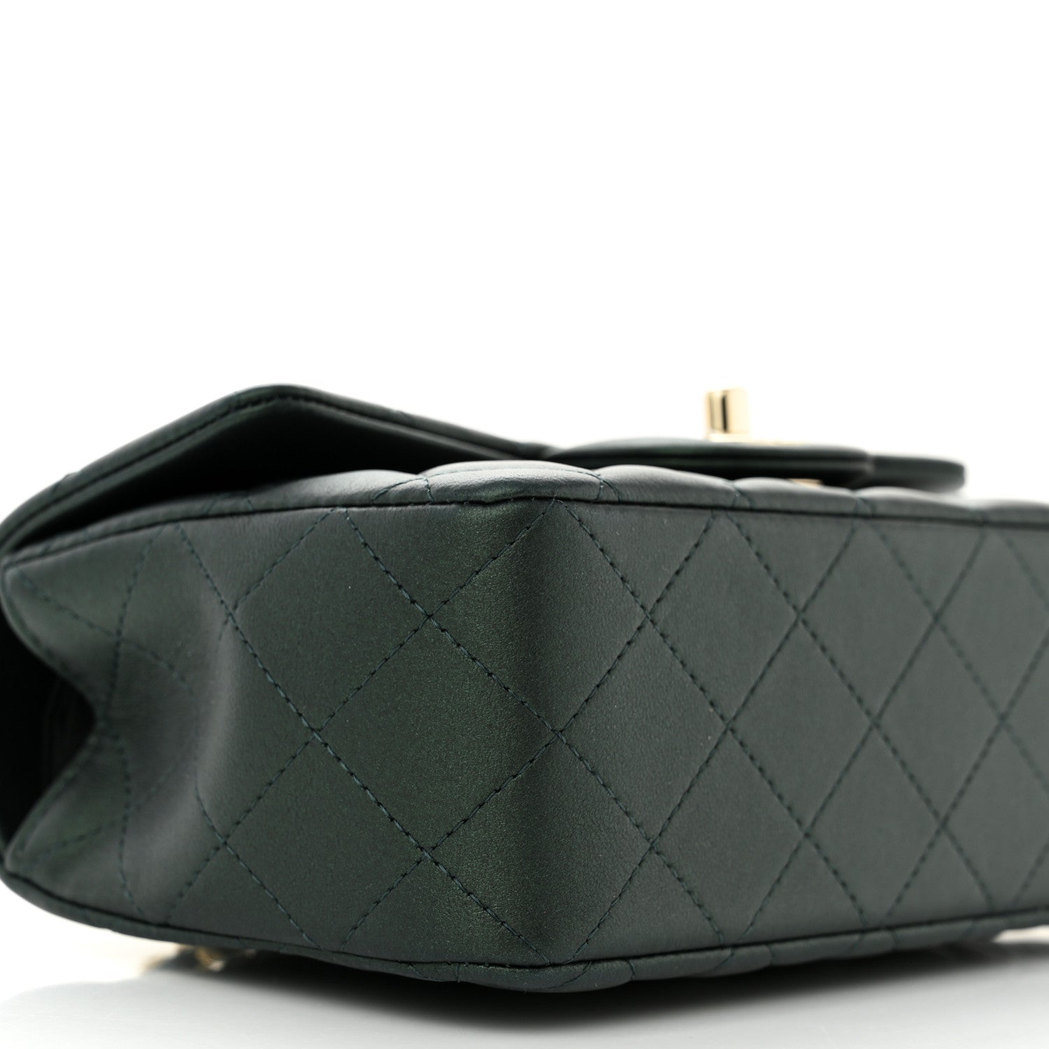 Chanel Iridescent Lambskin Quilted Mini Top Handle Rectangular Flap Dark Green 9 of 11
