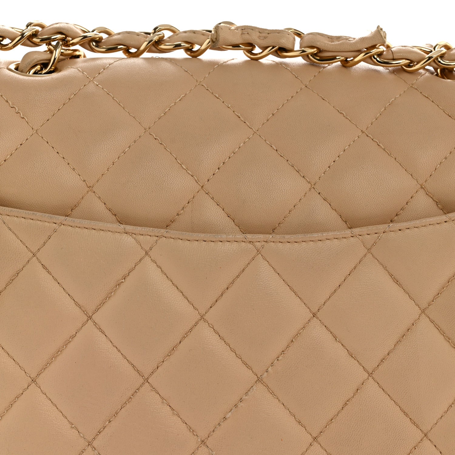 Chanel Lambskin Quilted Jumbo Single Flap Beige 13 of 14