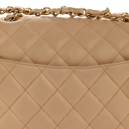 Chanel Lambskin Quilted Jumbo Single Flap Beige 13 of 14