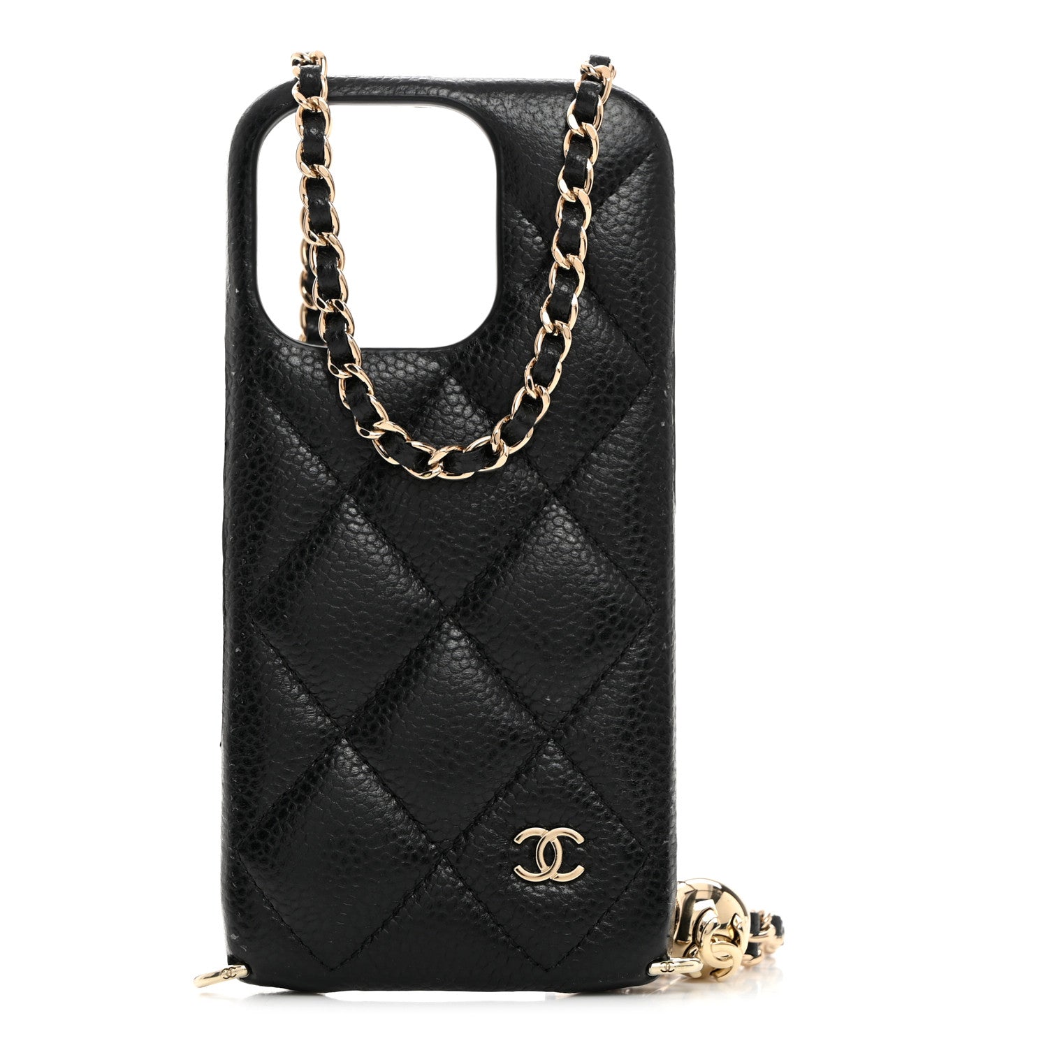 Chanel Caviar Quilted Pearl Crush iPhone 16 Pro Case With Chain Black 1 of 7