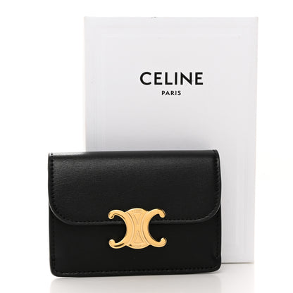 Celine Shiny Calfskin Triomphe Flap Card Holder Black 7 of 7