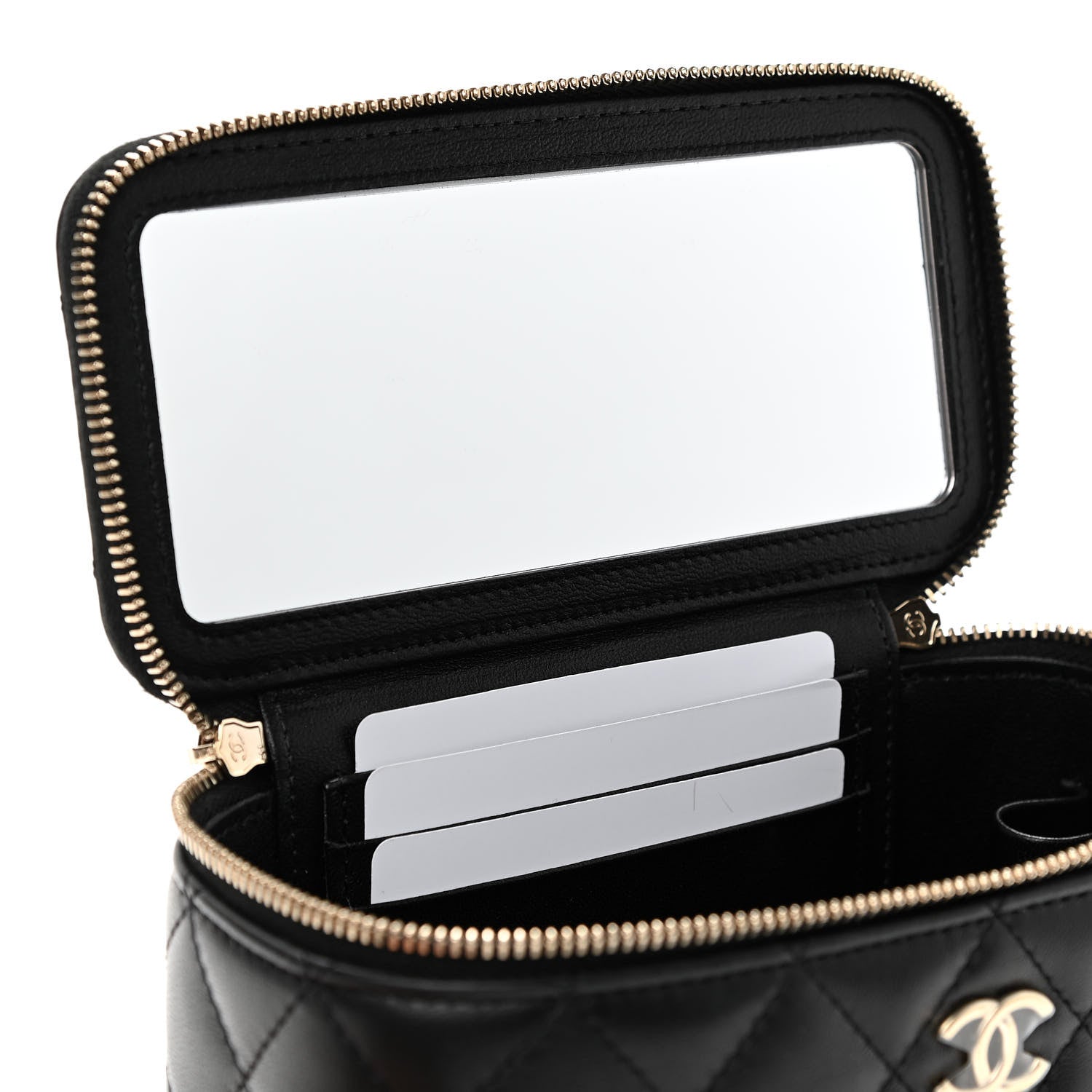 Chanel Lambskin Quilted Small Top Handle Vanity Case With Chain Black 11 of 11
