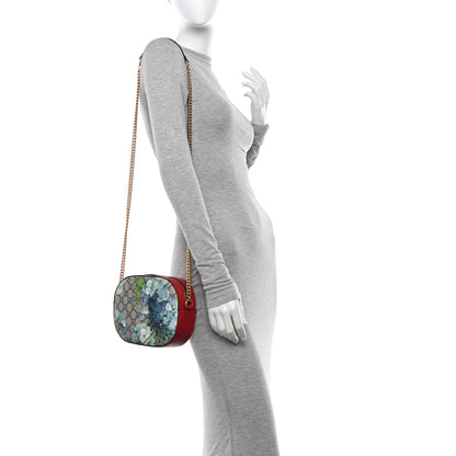 Gucci GG Supreme Monogram Blooms Mini Chain Shoulder Bag Beige Blue Navy Hibiscus Red 3 of 10