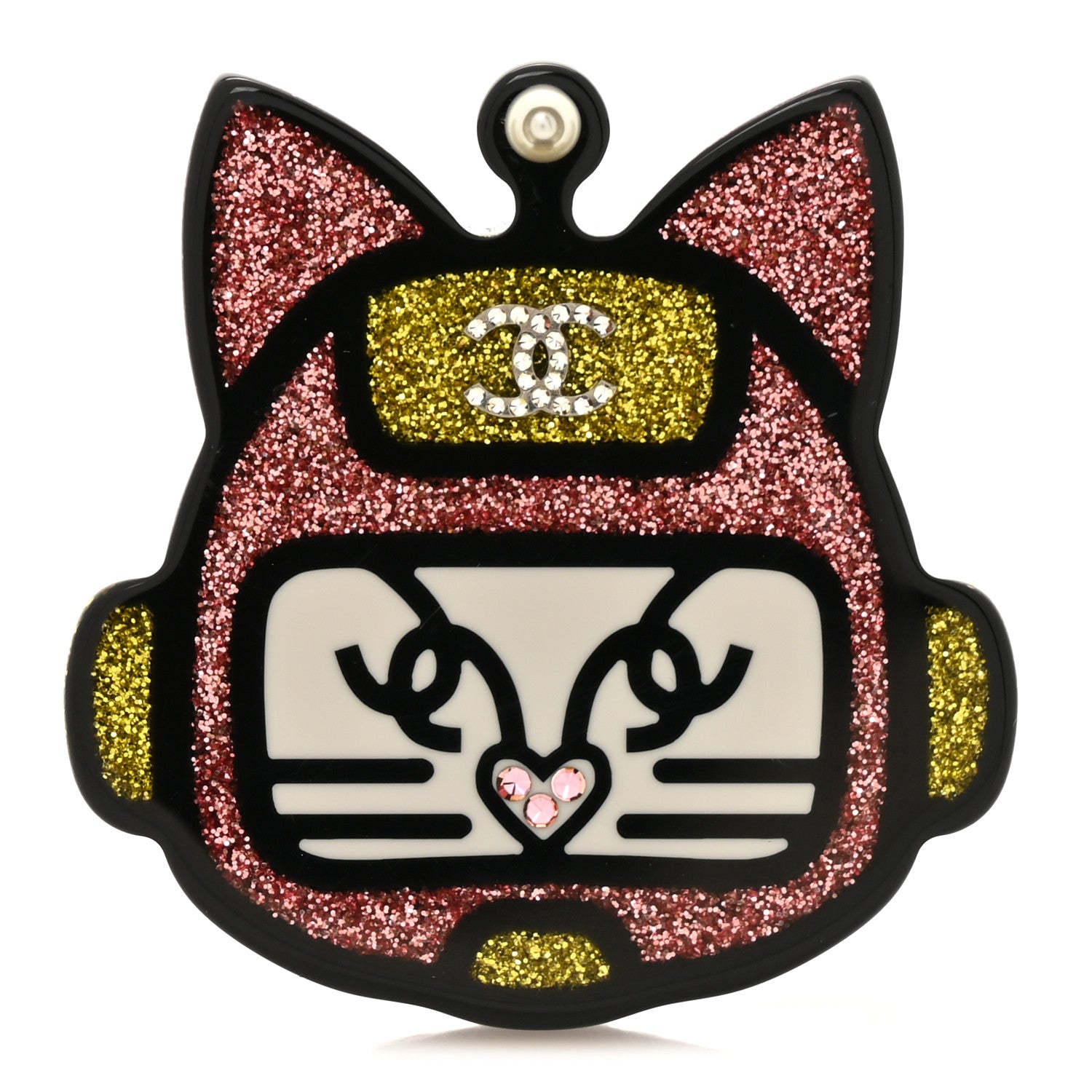 Chanel Resin Emoji Robot Cat Brooch Pink Yellow 1 of 4