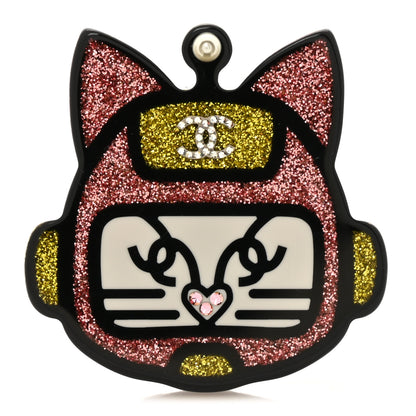 Chanel Resin Emoji Robot Cat Brooch Pink Yellow 1 of 4