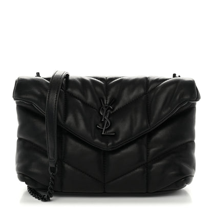 Saint Laurent Lambskin Quilted Toy Loulou Puffer Monogram Monochrome Chain Satchel Black 1 of 9