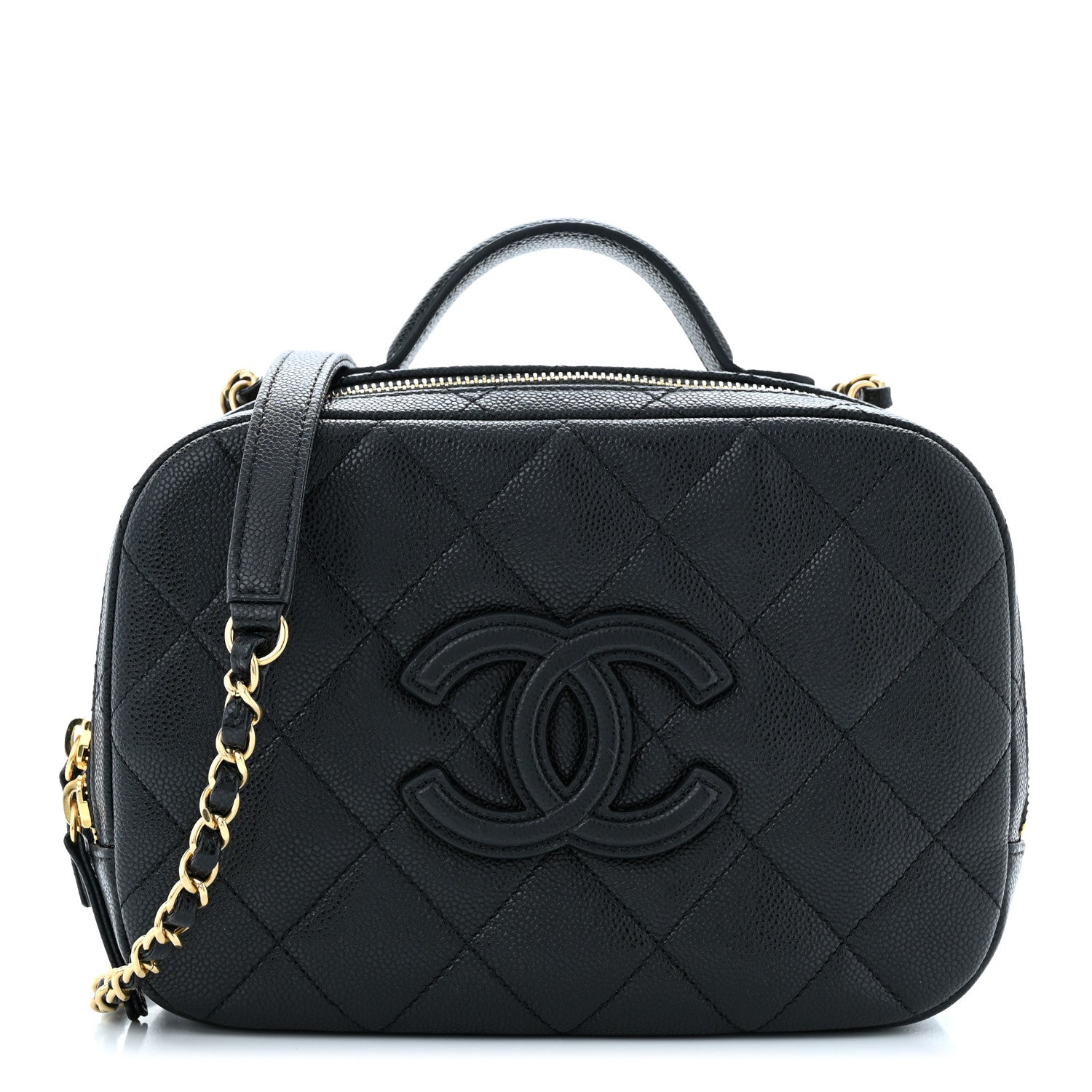 Chanel Caviar Quilted CC Small Top Handle Vanity Case Black 1 of 10