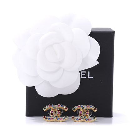 Chanel Crystal Over The Rainbow CC Earrings Gold Multicolor 5 of 5