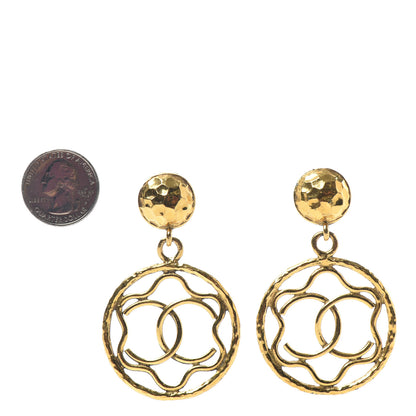 Chanel CC Large Drop Clip On Earrings Gold 2 of 4