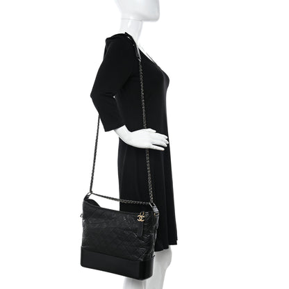 Chanel Aged Calfskin Quilted Large Gabrielle Hobo Black 2 of 11