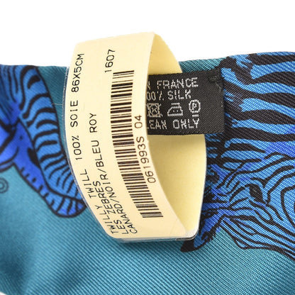 Hermes Silk Les Zebres Twilly Canard Noir Bleu Roy 6 of 6