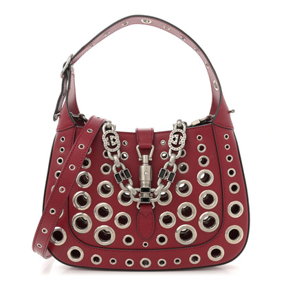 Gucci Calfskin Ha Ha Ha Jackie 1961 Eyelet Hobo Cherry Red 1 of 10